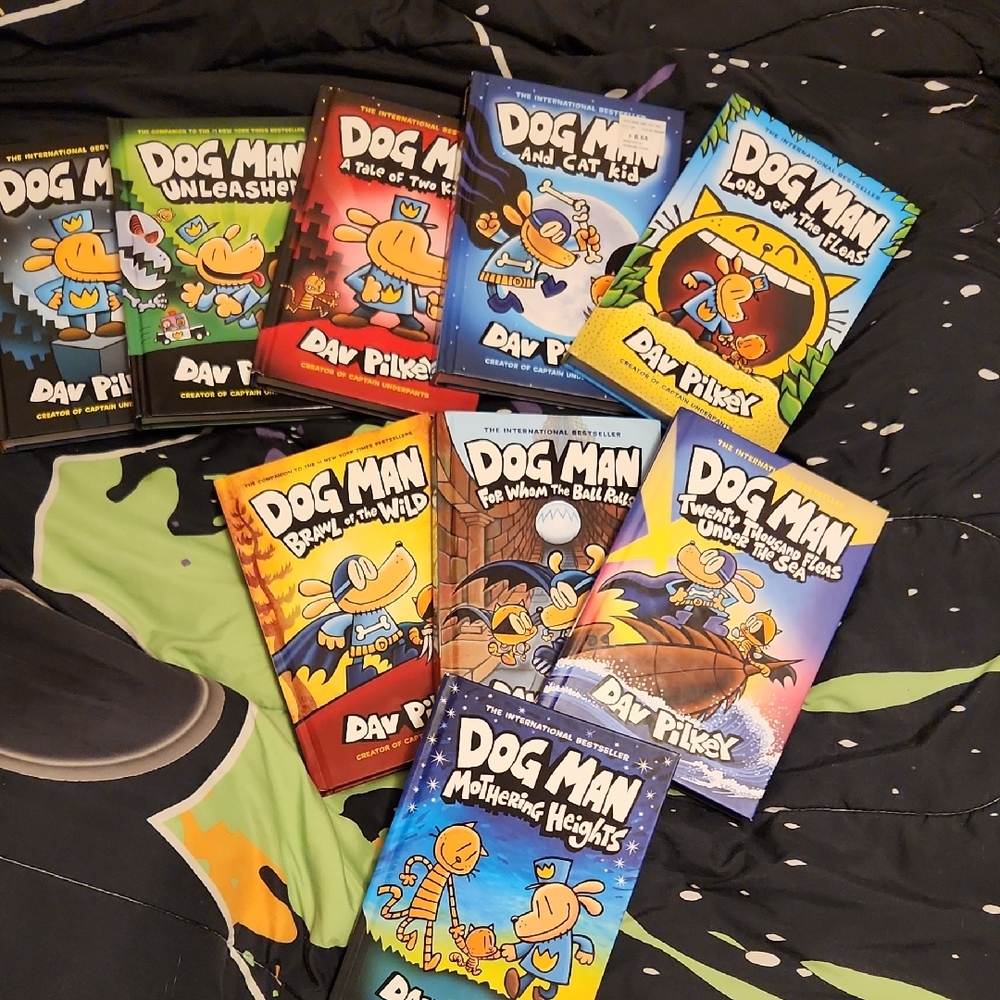 Hardcover Dog Man Book Lot by Dav Pilkey — Bright Multicolor Covers